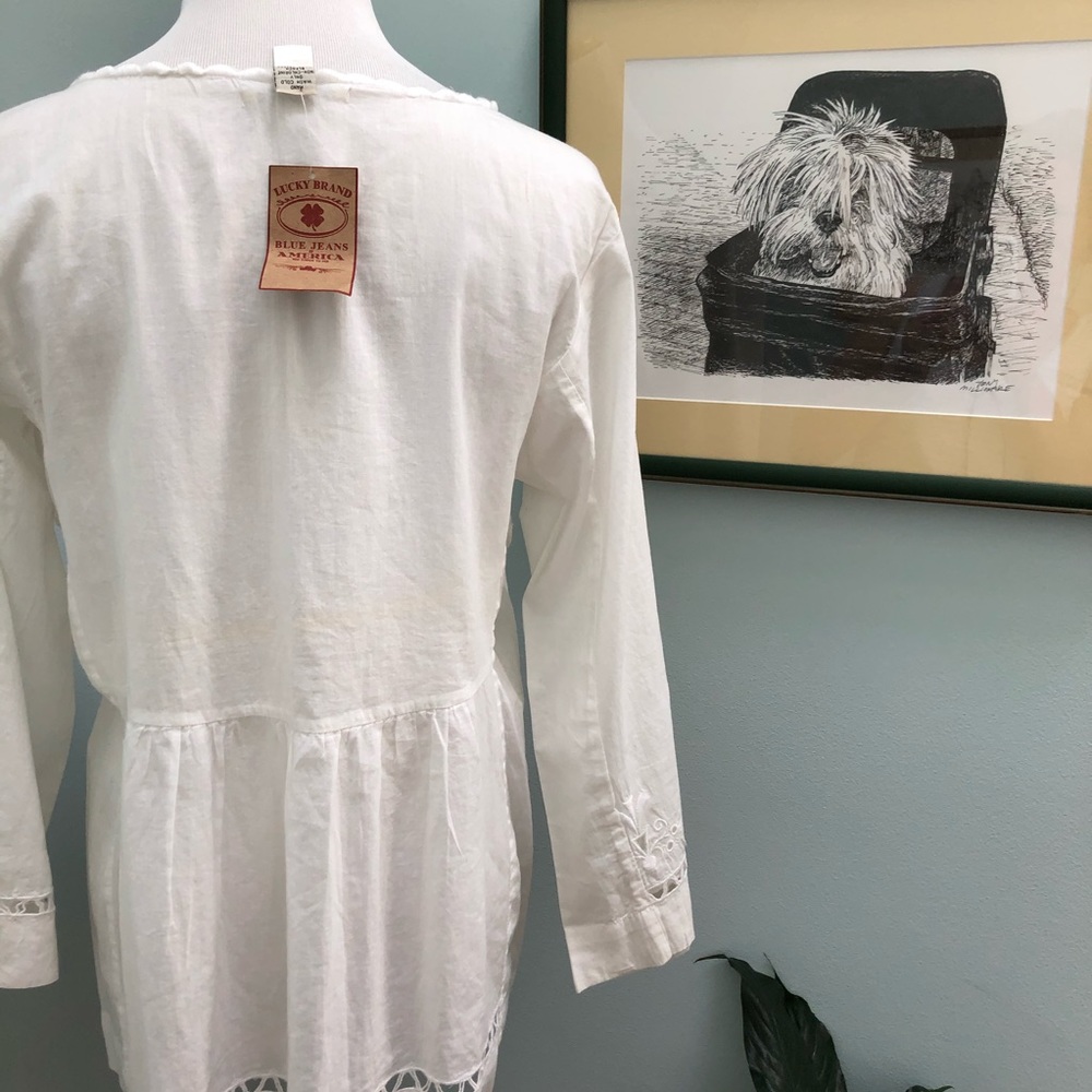 Lucky Brand White Cotton Top w Openwork Embroidery - Picture 12 of 16